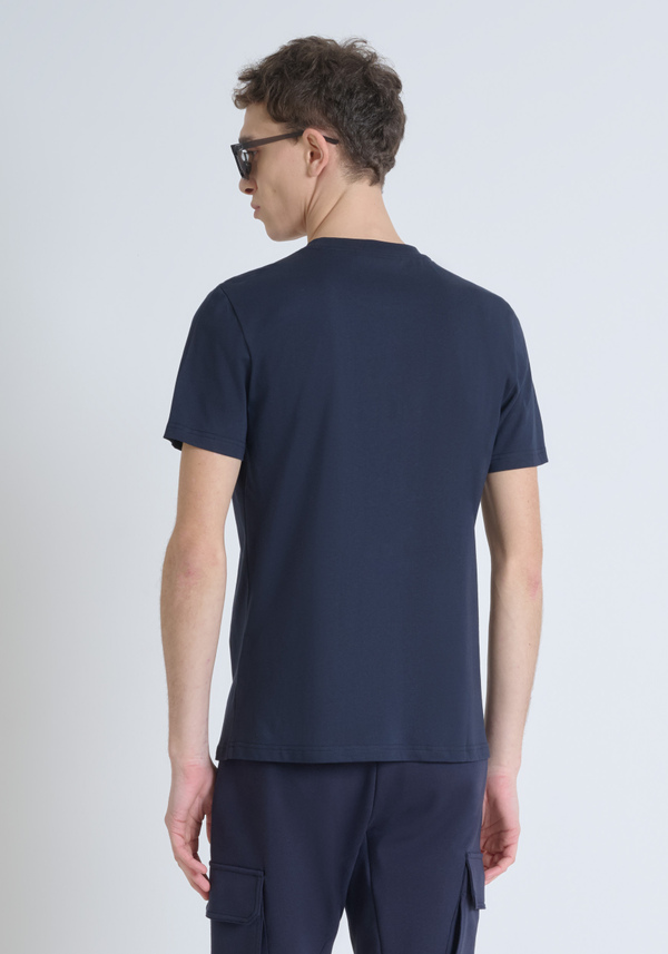 PURE COTTON JERSEY SLIM FIT T-SHIRT WITH TONE ON TONE EMBOSSED LOGO - Antony Morato Online Shop