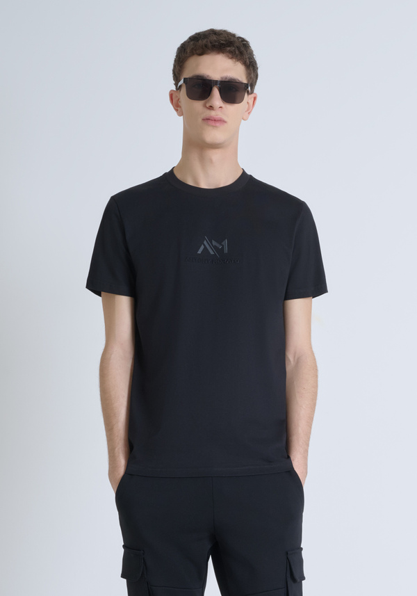 PURE COTTON JERSEY SLIM FIT T-SHIRT WITH TONE ON TONE EMBOSSED LOGO - Antony Morato Online Shop