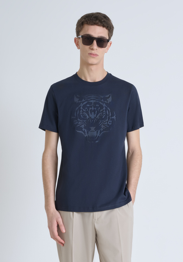 T-SHIRT SLIM FIT EN PUR JERSEY DE COTON AVEC LOGO EN RELIEF TON SUR TON - Antony Morato Online Shop