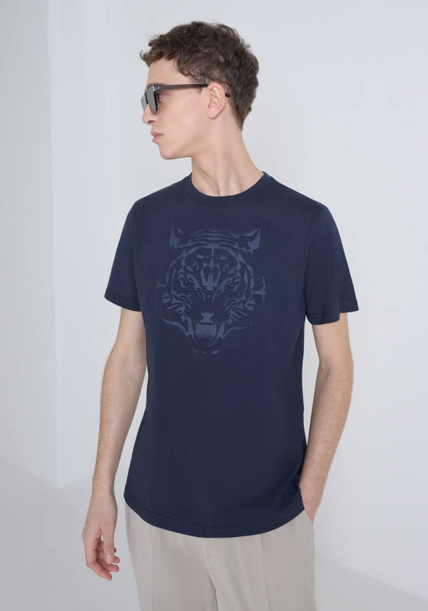 T-SHIRT SLIM FIT EN PUR JERSEY DE COTON AVEC LOGO EN RELIEF TON SUR TON - Antony Morato Online Shop
