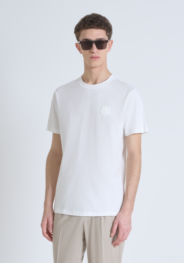 T-SHIRT REGULAR FIT 100 % JERSEY DE COTON AVEC IMPRIMÉ TIGRE EN RELIEF - Antony Morato Online Shop