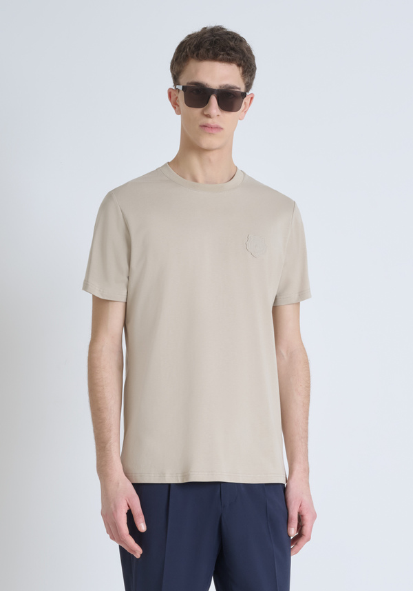 CAMISETA REGULAR FIT DE PUNTO DE ALGODÓN 100 % CON ESTAMPADO DE TIGRE EN RELIEVE - Antony Morato Online Shop