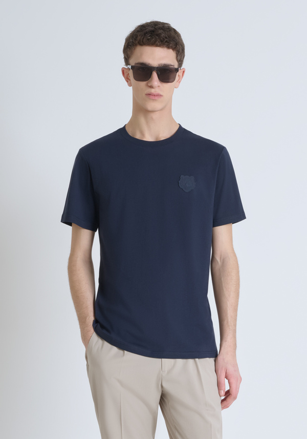 REGULAR FIT COTTON T-SHIRT WITH TIGER PATCH - Antony Morato Online Shop