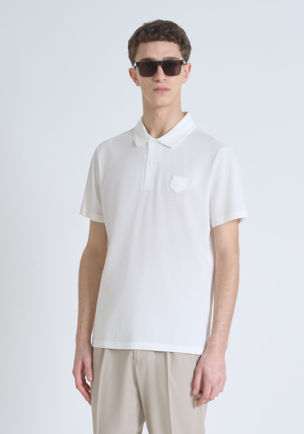 REGULAR FIT 100% COTTON PIQUE POLO SHIRT WITH TONE ON TONE TIGER PATCH - Antony Morato Online Shop