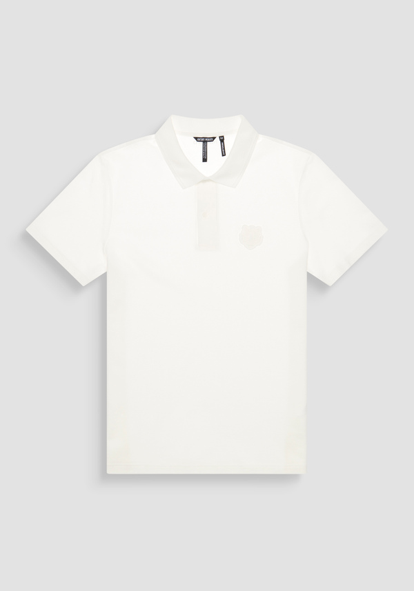 REGULAR FIT 100% COTTON PIQUE POLO SHIRT WITH TONE ON TONE TIGER PATCH - Antony Morato Online Shop