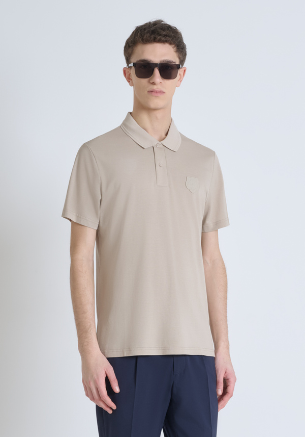 REGULAR FIT 100% COTTON PIQUE POLO SHIRT WITH TONE ON TONE TIGER PATCH - Antony Morato Online Shop
