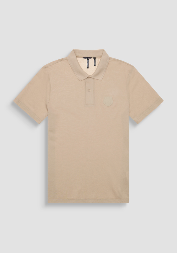REGULAR FIT 100% COTTON PIQUE POLO SHIRT WITH TONE ON TONE TIGER PATCH - Antony Morato Online Shop