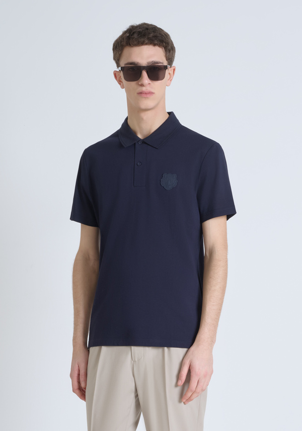 REGULAR FIT 100% COTTON PIQUE POLO SHIRT WITH TONE ON TONE TIGER PATCH - Antony Morato Online Shop
