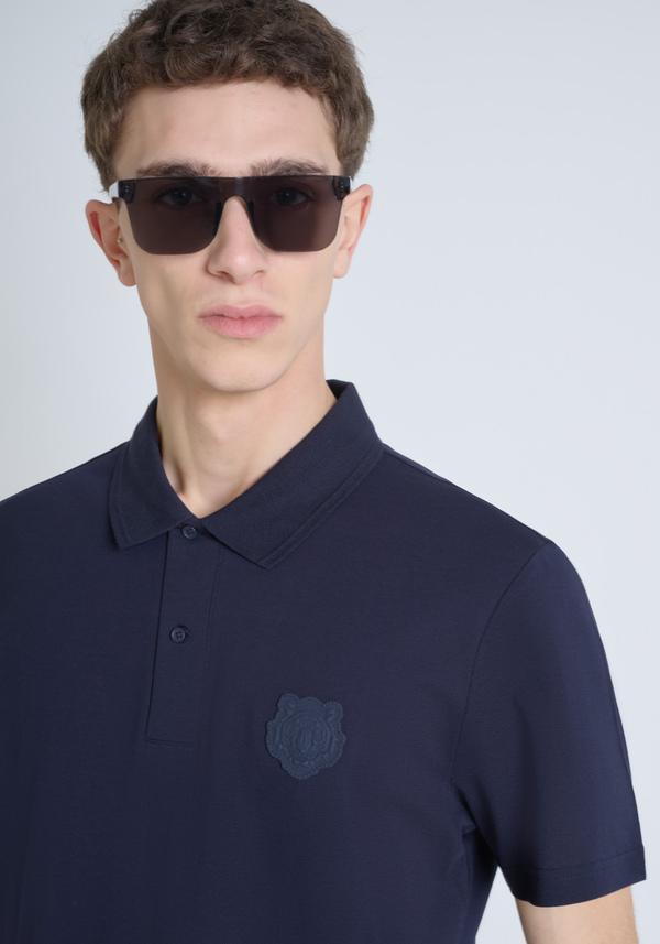 REGULAR FIT 100% COTTON PIQUE POLO SHIRT WITH TONE ON TONE TIGER PATCH - Antony Morato Online Shop