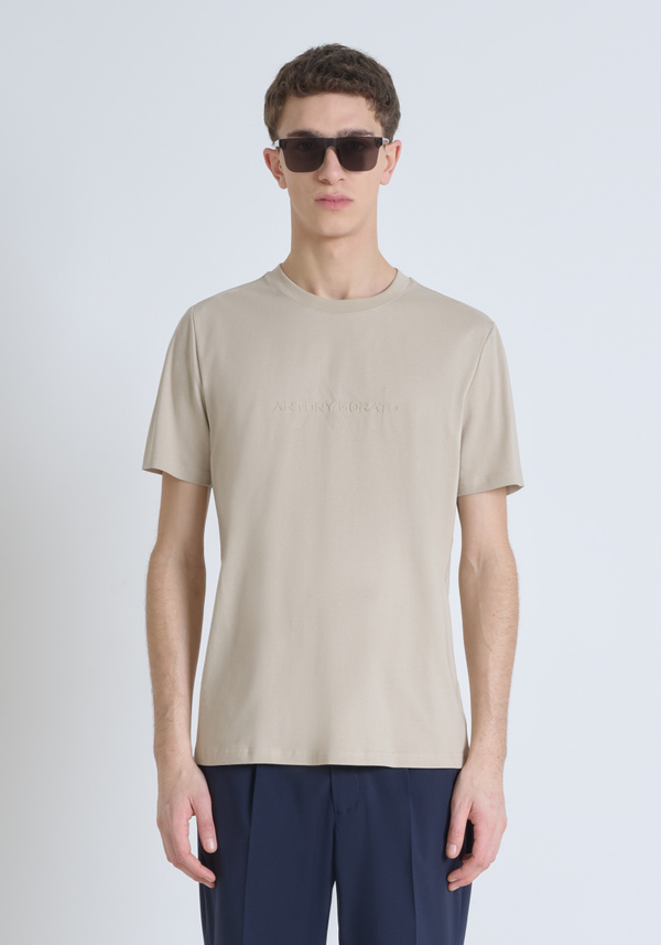 T-SHIRT REGULAR FIT EN JERSEY DE COTON AVEC LOGO COULEUR UNIE - Antony Morato Online Shop