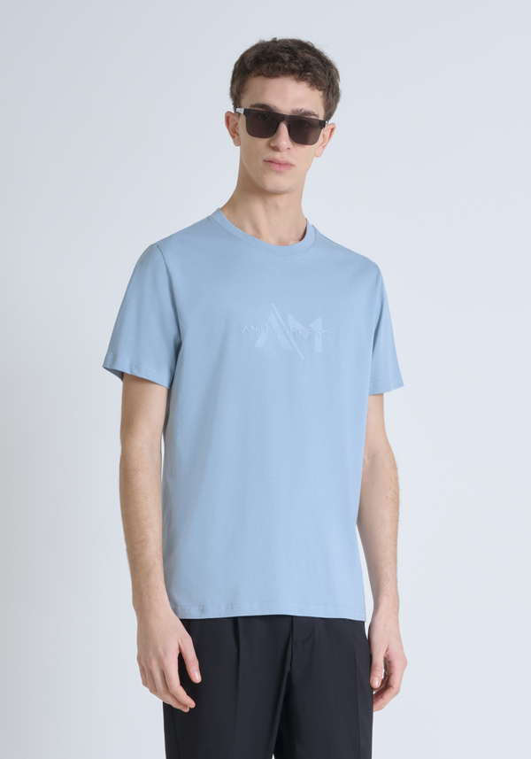 CAMISETA REGULAR FIT DE PUNTO DE ALGODÓN CON LOGOTIPO DE COLOR LISO - Antony Morato Online Shop