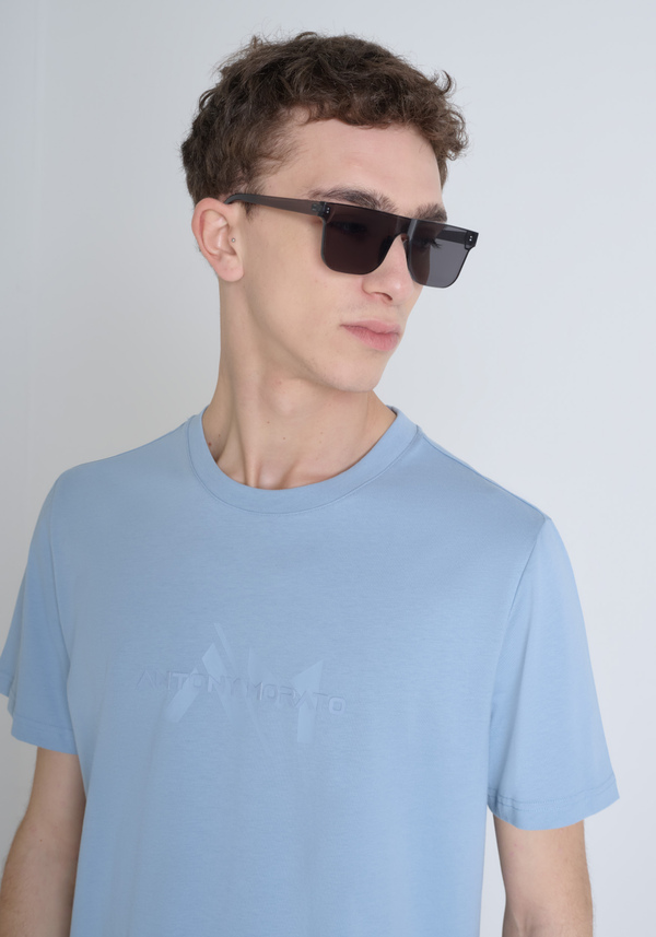 CAMISETA REGULAR FIT DE PUNTO DE ALGODÓN CON LOGOTIPO DE COLOR LISO - Antony Morato Online Shop