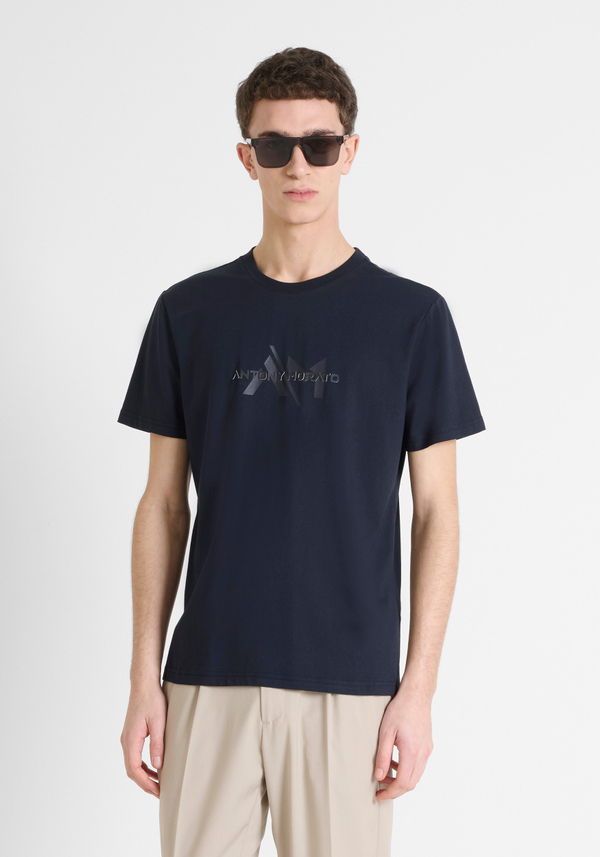 REGULAR FIT COTTON JERSEY T-SHIRT WITH ONE-TONE LOGO - Antony Morato Online Shop