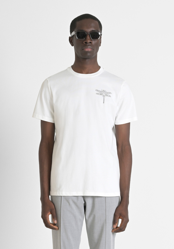 REGULAR FIT COTTON JERSEY T-SHIRT WITH SPONGE EFFECT PRINT - Antony Morato Online Shop