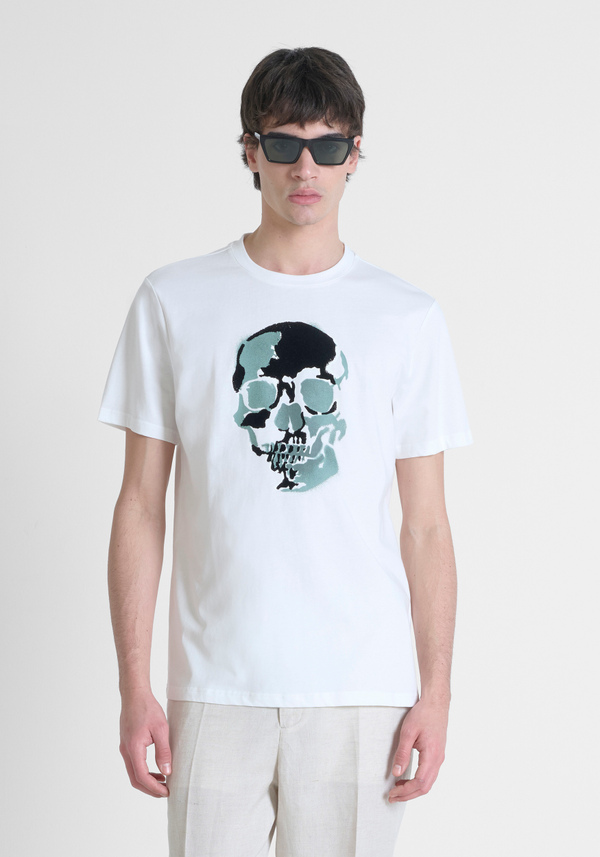 T-SHIRT REGULAR FIT AUS BAUMWOLLJERSEY MIT SCHWAMMEFFEKT-APPLIKATION - Antony Morato Online Shop