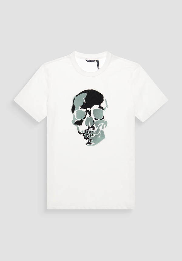 T-SHIRT REGULAR FIT AUS BAUMWOLLJERSEY MIT SCHWAMMEFFEKT-APPLIKATION - Antony Morato Online Shop