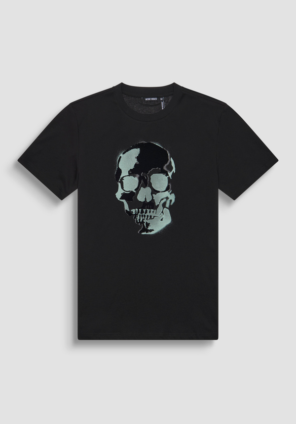 T-SHIRT REGULAR FIT AUS BAUMWOLLJERSEY MIT SCHWAMMEFFEKT-APPLIKATION - Antony Morato Online Shop