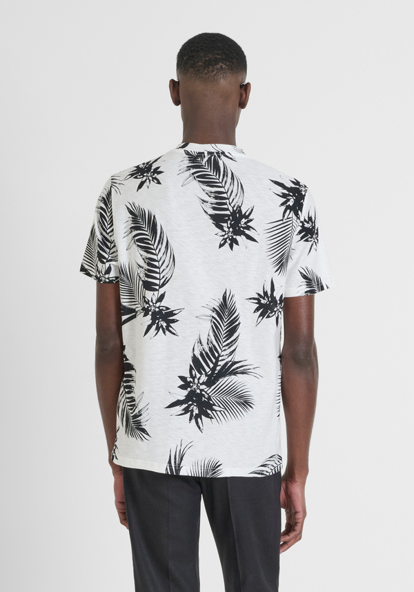 CAMISETA REGULAR FIT DE ALGODÓN FLAMEADO CON LOGOTIPO BORDADO - Antony Morato Online Shop