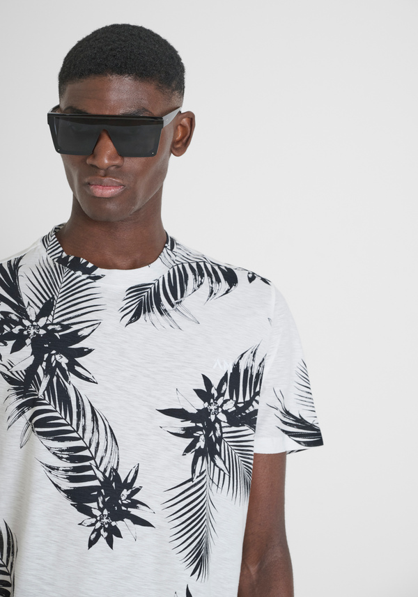 CAMISETA REGULAR FIT DE ALGODÓN FLAMEADO CON LOGOTIPO BORDADO - Antony Morato Online Shop