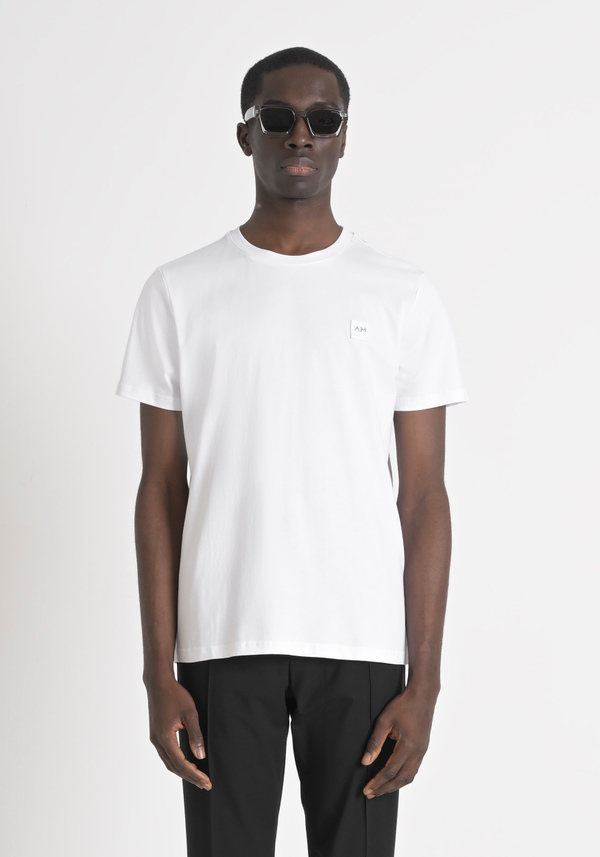 REGULAR FIT 100% COTTON JERSEY T-SHIRT WITH STITCHED PATCH AND CONTRASTING MONOGRAM - Antony Morato Online Shop