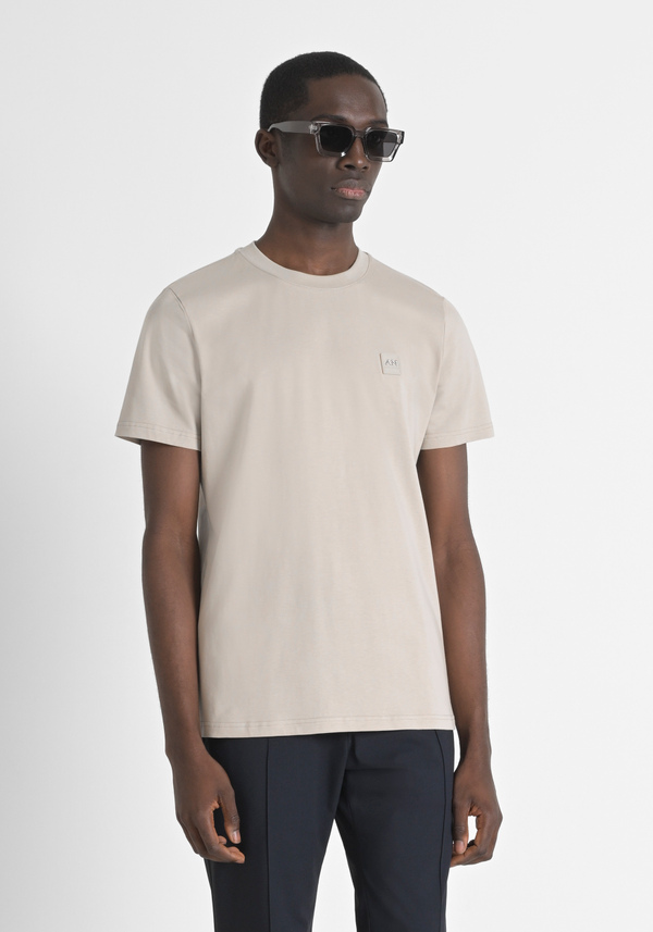 REGULAR FIT 100% COTTON JERSEY T-SHIRT WITH STITCHED PATCH AND CONTRASTING MONOGRAM - Antony Morato Online Shop