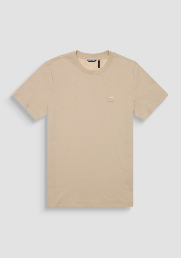 REGULAR FIT 100% COTTON JERSEY T-SHIRT WITH STITCHED PATCH AND CONTRASTING MONOGRAM - Antony Morato Online Shop