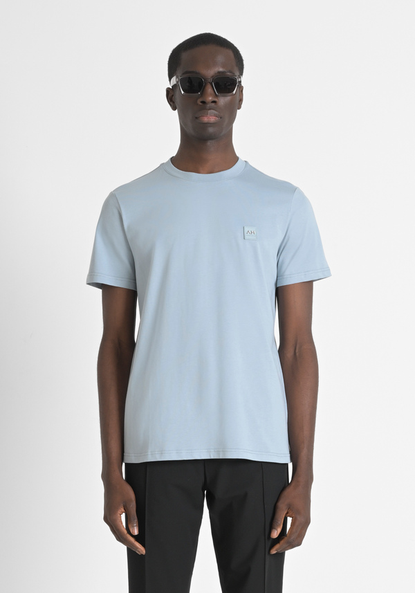 REGULAR FIT 100% COTTON JERSEY T-SHIRT WITH STITCHED PATCH AND CONTRASTING MONOGRAM - Antony Morato Online Shop