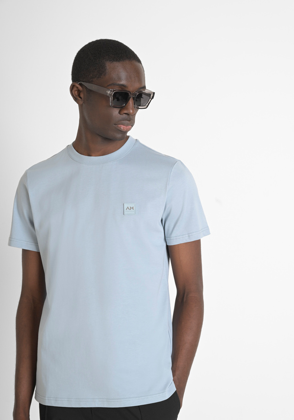 REGULAR FIT 100% COTTON JERSEY T-SHIRT WITH STITCHED PATCH AND CONTRASTING MONOGRAM - Antony Morato Online Shop