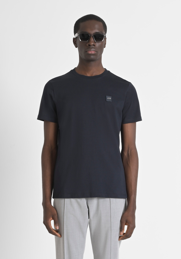 REGULAR FIT 100% COTTON JERSEY T-SHIRT WITH STITCHED PATCH AND CONTRASTING MONOGRAM - Antony Morato Online Shop