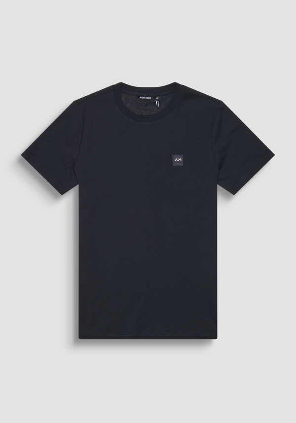REGULAR FIT 100% COTTON JERSEY T-SHIRT WITH STITCHED PATCH AND CONTRASTING MONOGRAM - Antony Morato Online Shop