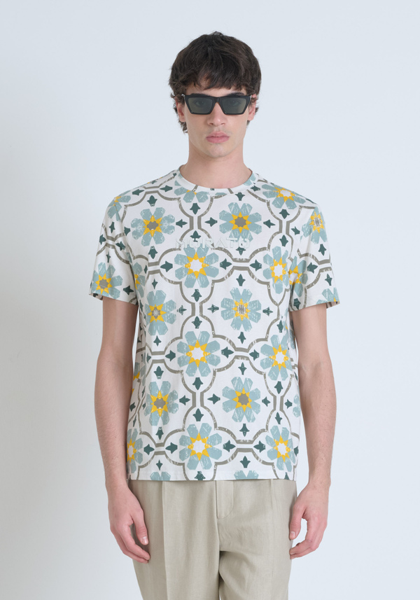 CAMISETA REGULAR FIT DE ALGODÓN JERSEY ESTAMPADO CON LOGOTIPO IMPRESO EN DOBLE CAPA - Antony Morato Online Shop