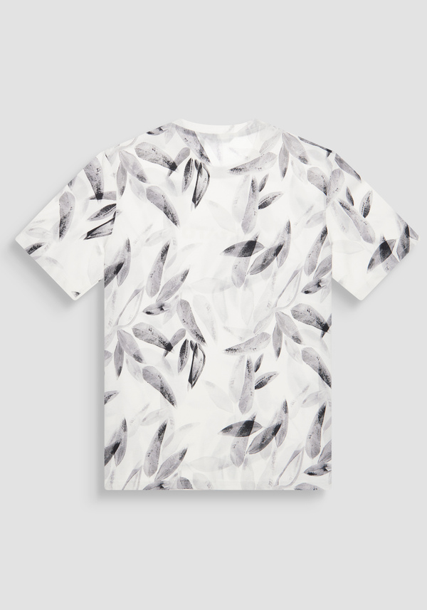 RELAXED FIT COTTON T-SHIRT WITH LEAF PRINT - Antony Morato Online Shop