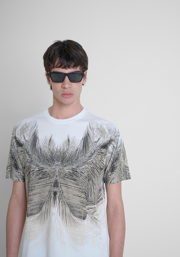 REGULAR FIT COTTON T-SHIRT WITH NATURAL PRINT - Antony Morato Online Shop
