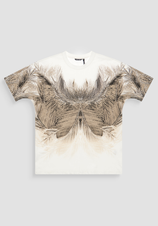 REGULAR FIT COTTON T-SHIRT WITH NATURAL PRINT - Antony Morato Online Shop