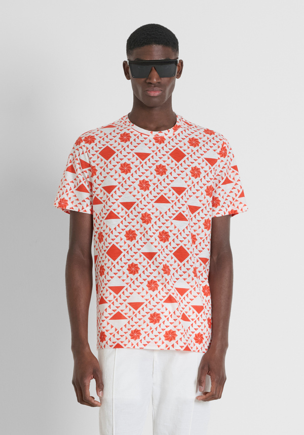 T-SHIRT REGULAR FIT EN COTON IMPRIMÉ MERCERISÉ - Antony Morato Online Shop