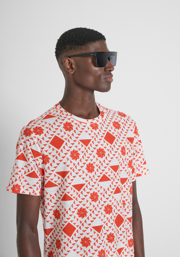 T-SHIRT REGULAR FIT EN COTON IMPRIMÉ MERCERISÉ - Antony Morato Online Shop