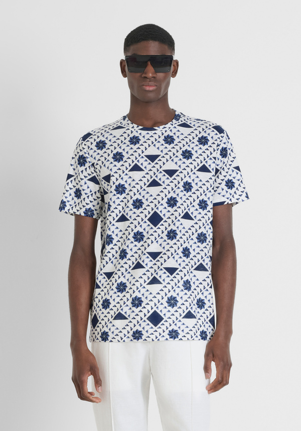 T-SHIRT REGULAR FIT EN COTON IMPRIMÉ MERCERISÉ - Antony Morato Online Shop