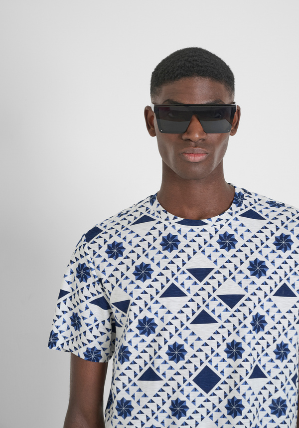 T-SHIRT REGULAR FIT EN COTON IMPRIMÉ MERCERISÉ - Antony Morato Online Shop