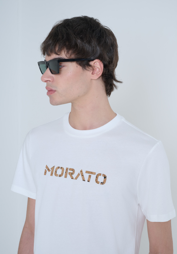 CAMISETA REGULAR FIT DE ALGODÓN JERSEY CON LOGOTIPO DE CORCHO ESTAMPADO - Antony Morato Online Shop
