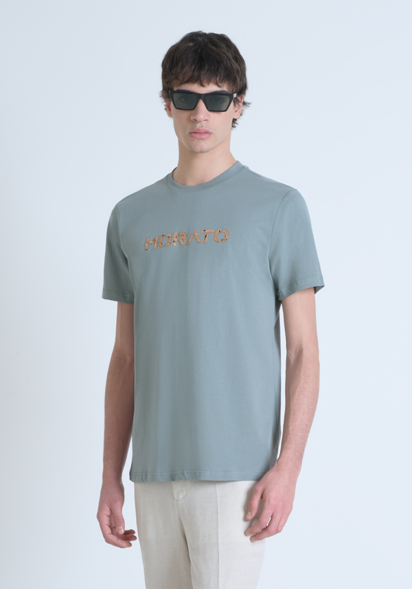 CAMISETA REGULAR FIT DE ALGODÓN JERSEY CON LOGOTIPO DE CORCHO ESTAMPADO - Antony Morato Online Shop