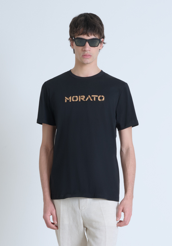 CAMISETA REGULAR FIT DE ALGODÓN JERSEY CON LOGOTIPO DE CORCHO ESTAMPADO - Antony Morato Online Shop
