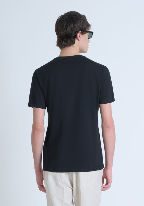 CAMISETA REGULAR FIT DE ALGODÓN JERSEY CON LOGOTIPO DE CORCHO ESTAMPADO - Antony Morato Online Shop