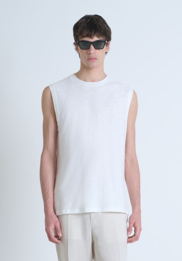 TOP REGULAR FIT DE ALGODÓN JERSEY CON LOGOTIPO BORDADO - Antony Morato Online Shop