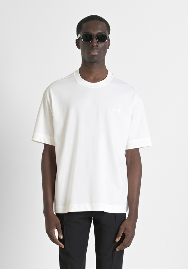 T-SHIRT RELAXED FIT AUS BAUMWOLLE MIT MONOGRAMM AUF DER LINKEN BRUSTSEITE - Antony Morato Online Shop
