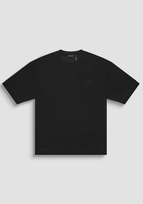 BOXY FIT COTTON T-SHIRT WITH EMBROIDERED LOGO - Antony Morato Online Shop