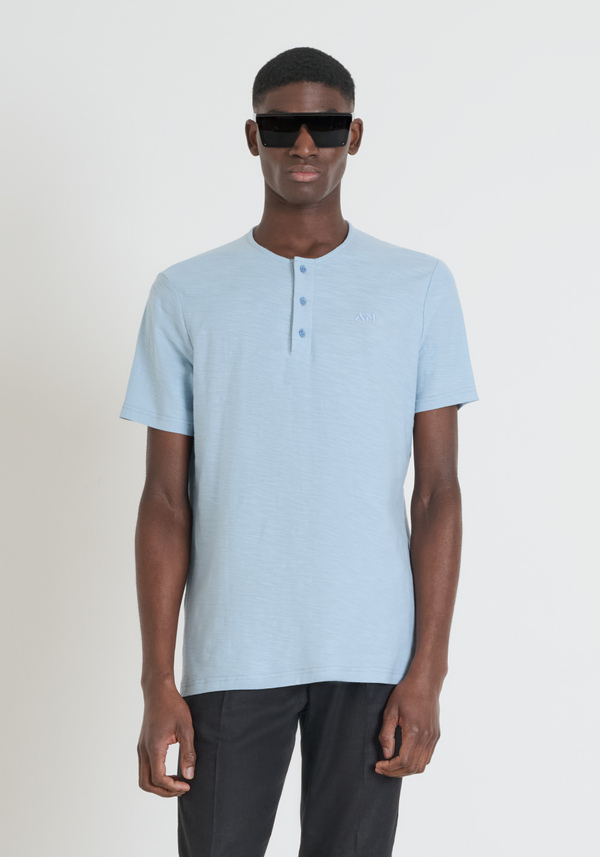 CAMISETA REGULAR SLUB JERSEY DE ALGODÓN CON LOGOTIPO BORDADO - Antony Morato Online Shop