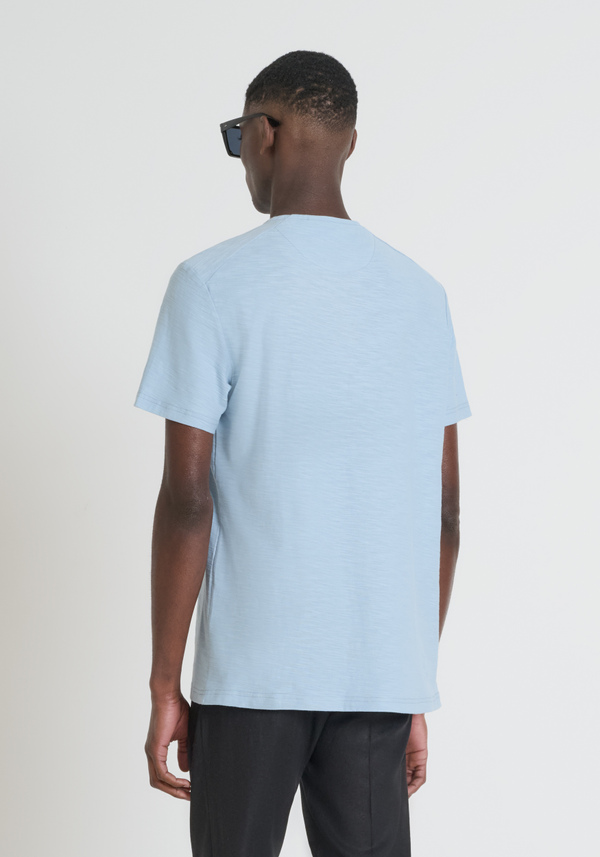 CAMISETA REGULAR SLUB JERSEY DE ALGODÓN CON LOGOTIPO BORDADO - Antony Morato Online Shop