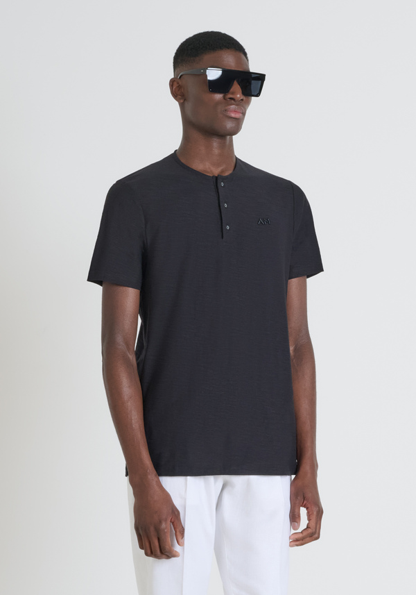 CAMISETA REGULAR SLUB JERSEY DE ALGODÓN CON LOGOTIPO BORDADO - Antony Morato Online Shop