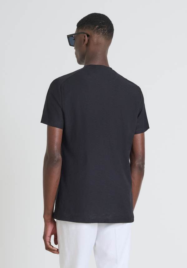 CAMISETA REGULAR SLUB JERSEY DE ALGODÓN CON LOGOTIPO BORDADO - Antony Morato Online Shop