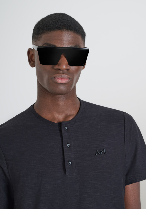 CAMISETA REGULAR SLUB JERSEY DE ALGODÓN CON LOGOTIPO BORDADO - Antony Morato Online Shop
